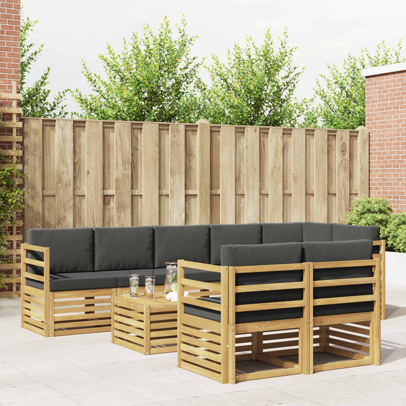 Outdoor-Sofagarnitur 8 pcs Weiß und Anthrazit 59 x 59 x 37 cm