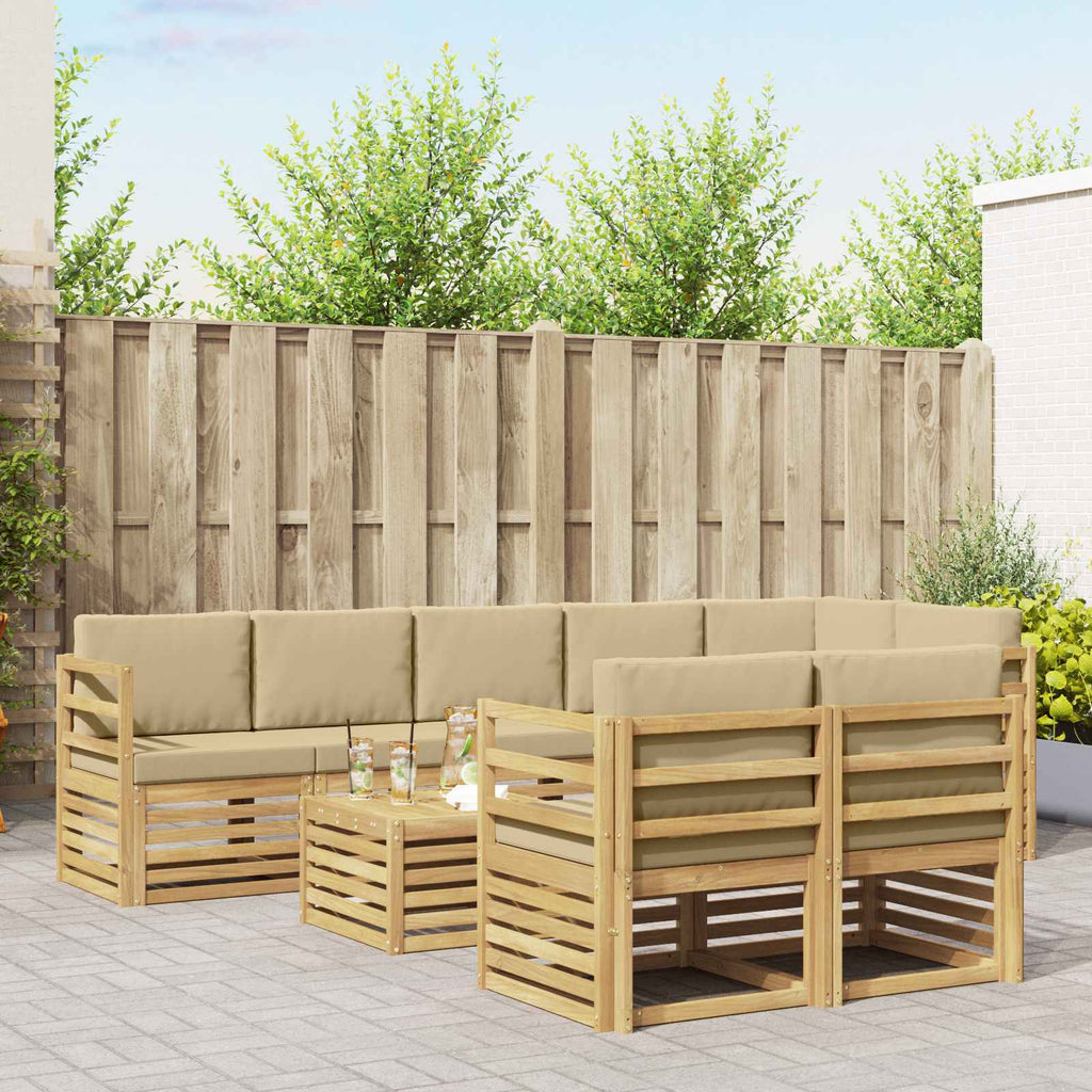 Outdoor-Sofagarnitur 9 pcs Weiß und Beige 59 x 59 x 37 cm
