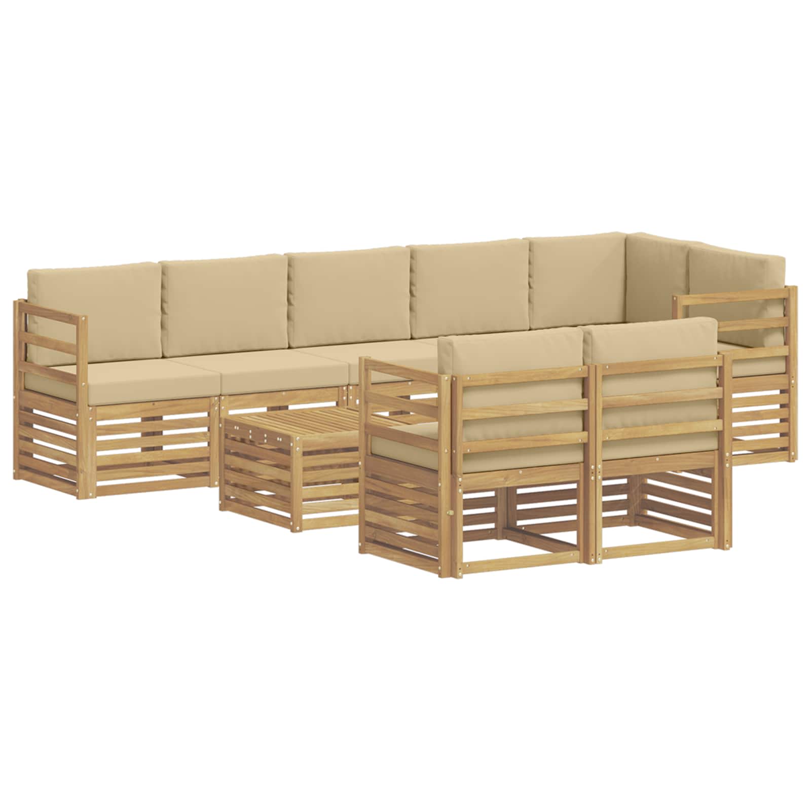 Outdoor-Sofagarnitur 9 pcs Weiß und Beige 59 x 59 x 37 cm