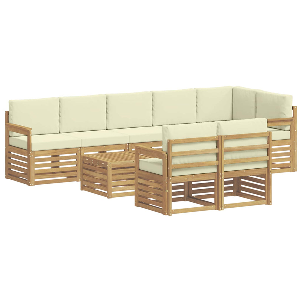 Outdoor-Sofagarnitur 8 pcs Weiß und Creme 59 x 59 x 37 cm