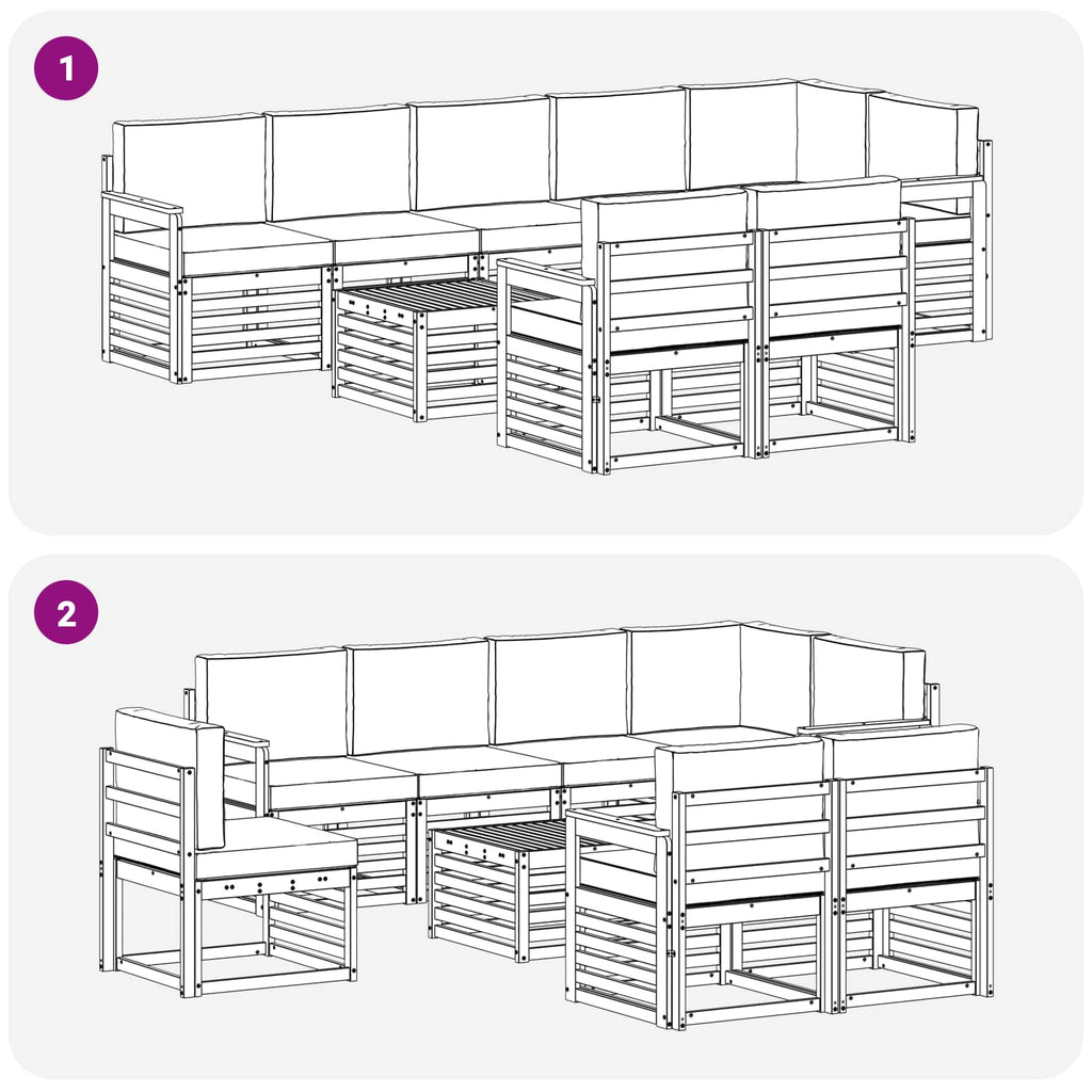 Outdoor-Sofagarnitur 8 pcs Weiß und Anthrazit 59 x 59 x 37 cm