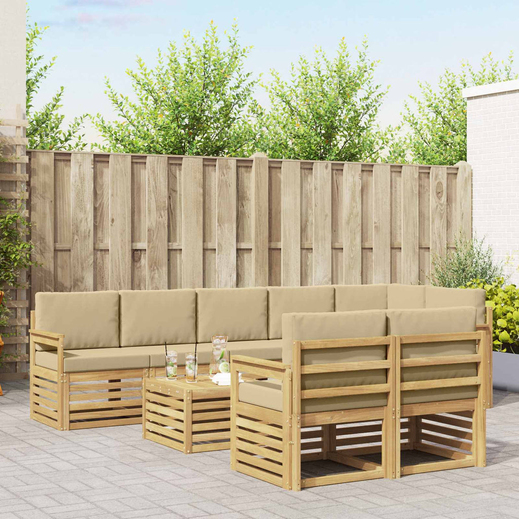 Outdoor-Sofagarnitur 8 pcs Weiß und Beige 59 x 59 x 37 cm