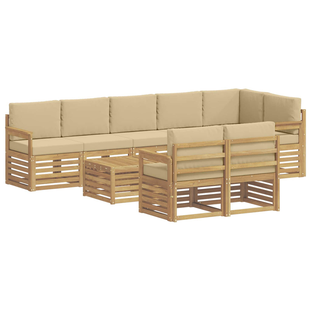 Outdoor-Sofagarnitur 8 pcs Weiß und Beige 59 x 59 x 37 cm