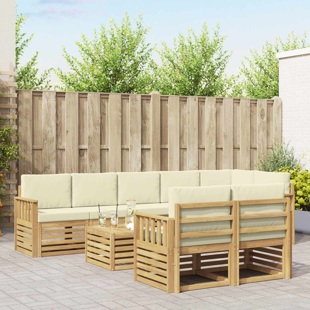 Outdoor-Sofagarnitur 8 pcs Weiß und Creme 59 x 59 x 37 cm