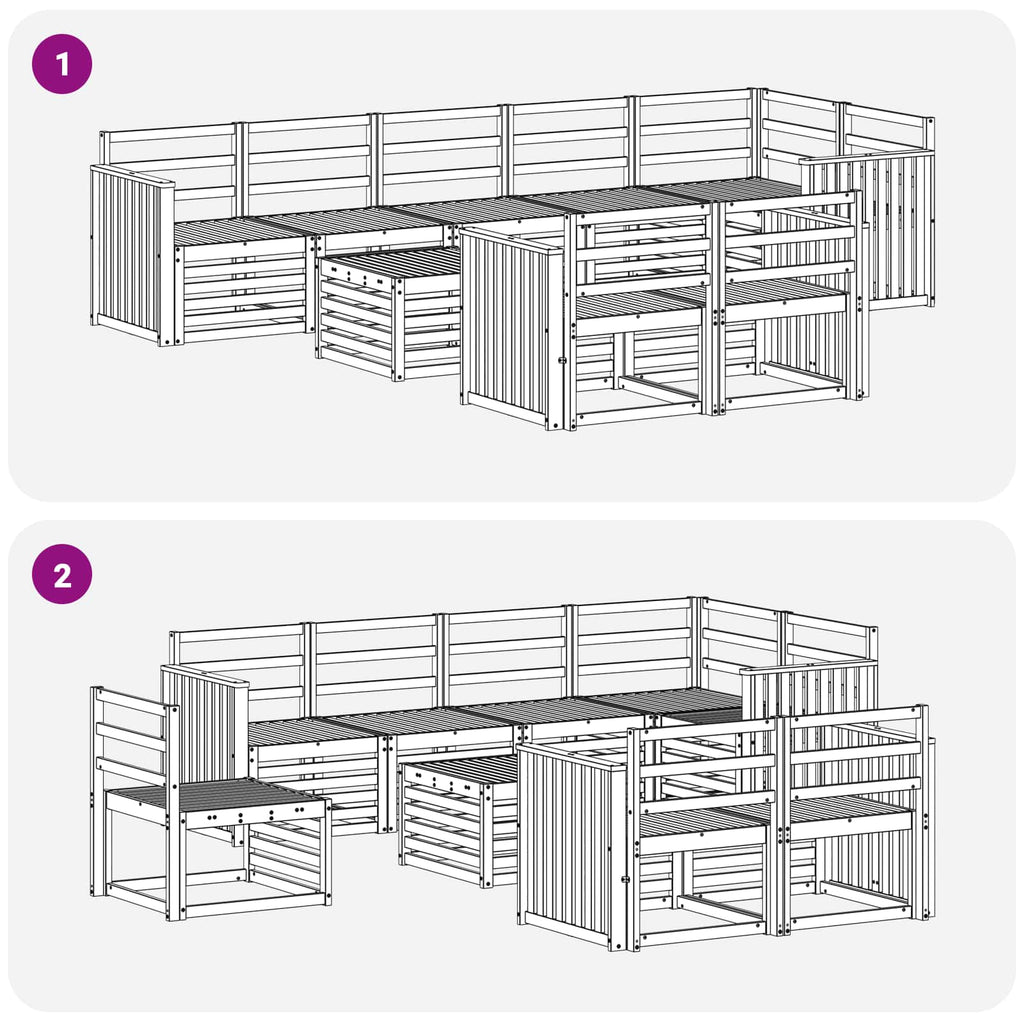 Outdoor-Sofagarnitur 9 pcs Weiß 59 x 59 x 37 cm