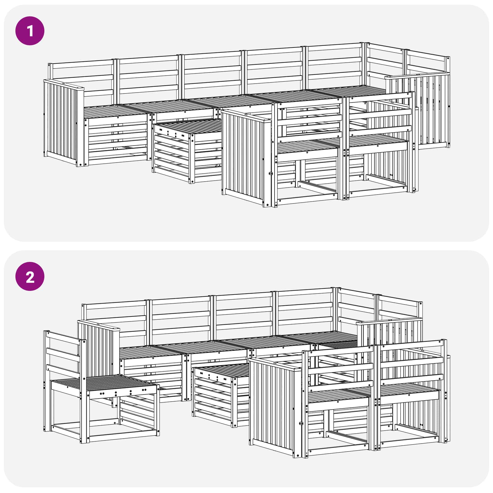 Outdoor-Sofagarnitur 9 pcs Weiß 59 x 59 x 37 cm