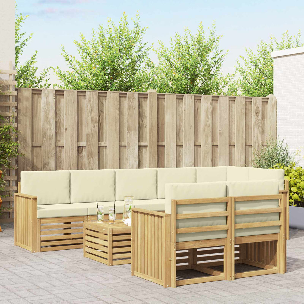 Outdoor-Sofagarnitur 9 pcs Weiß und Creme 59 x 59 x 37 cm