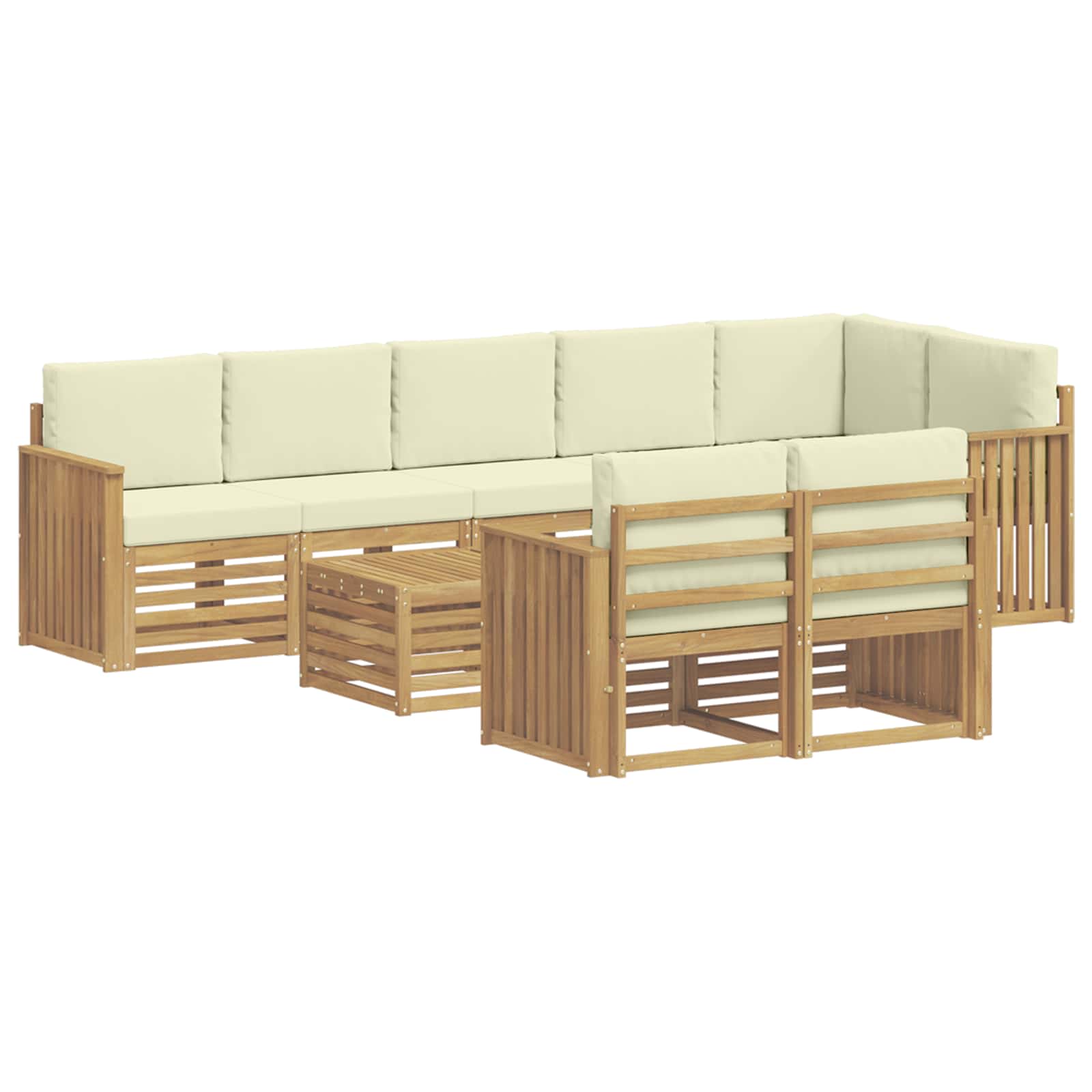 Outdoor-Sofagarnitur 9 pcs Weiß und Creme 59 x 59 x 37 cm