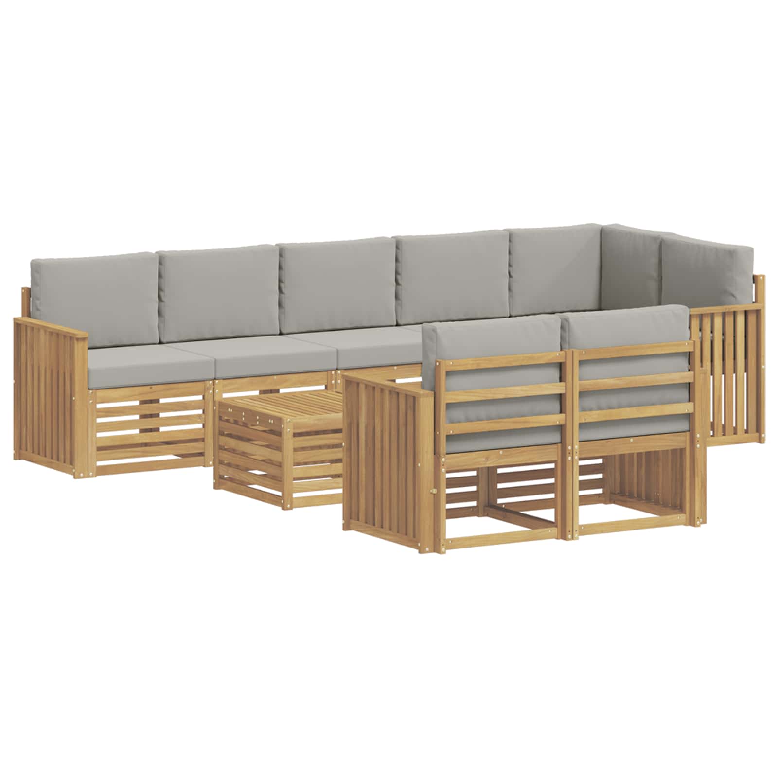 Outdoor-Sofagarnitur 9 pcs Weiß und Hellgrau 59 x 59 x 37 cm
