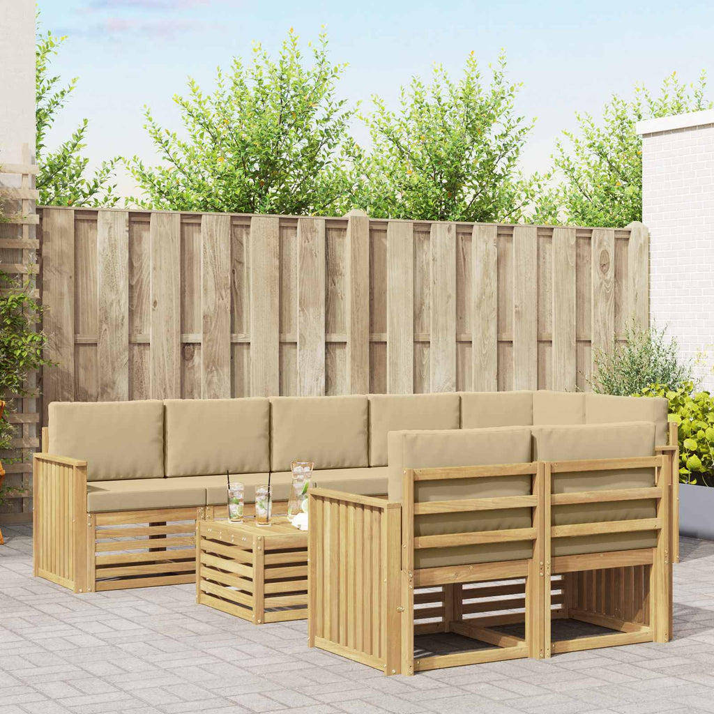 Outdoor-Sofagarnitur 9 pcs Weiß und Beige 59 x 59 x 37 cm