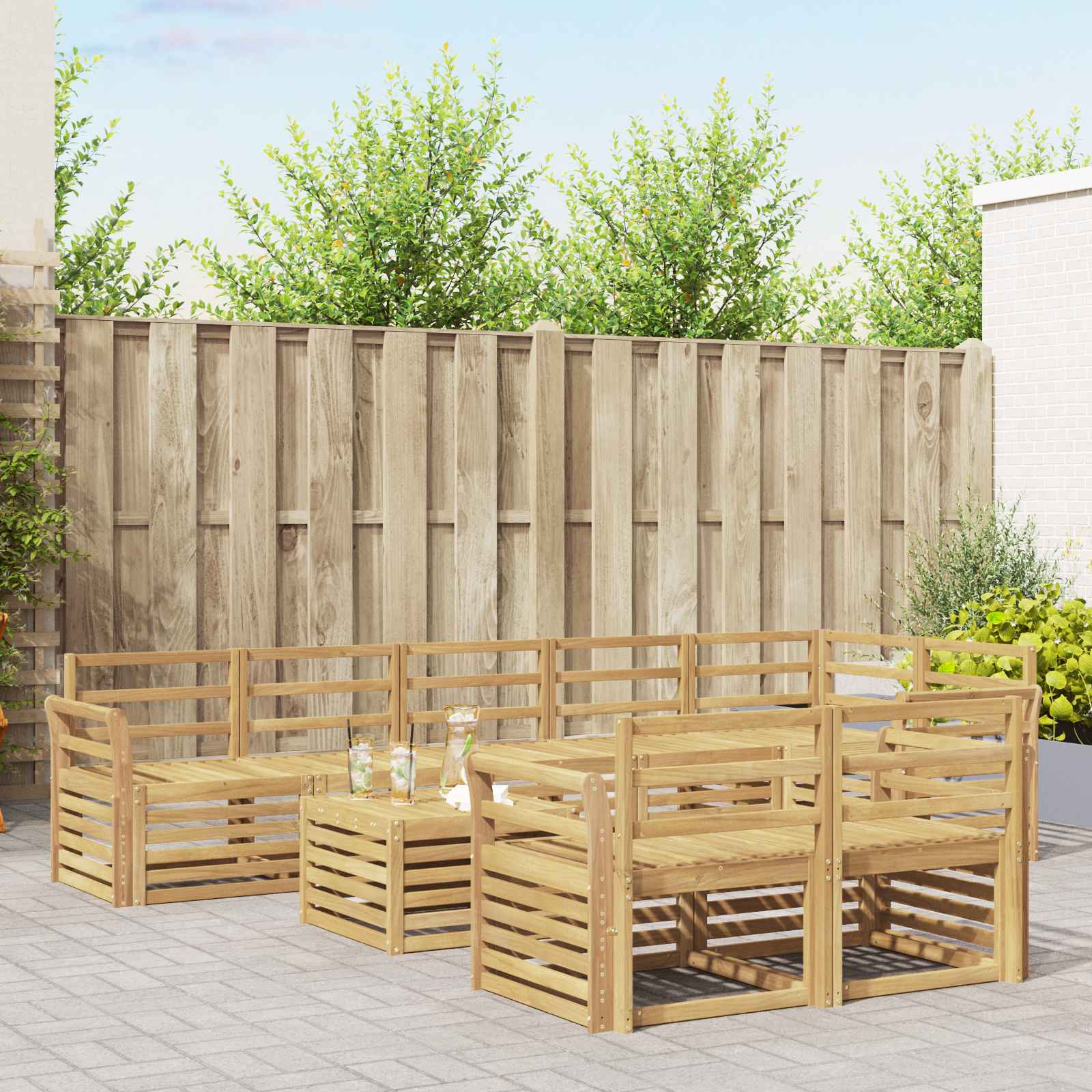 Outdoor-Sofagarnitur 9 pcs Weiß 59 x 59 x 37 cm