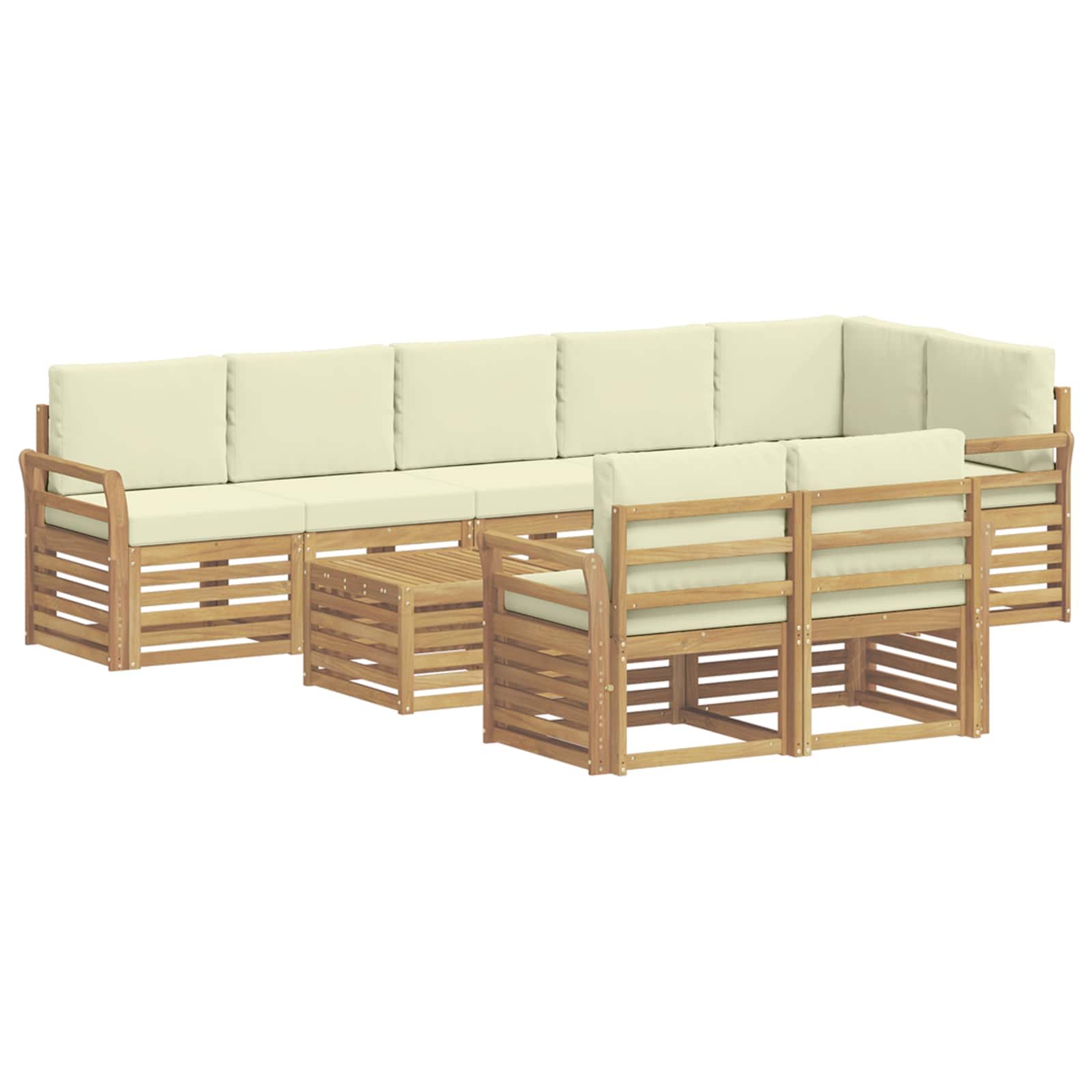 Outdoor-Sofagarnitur 9 pcs Weiß und Creme 59 x 59 x 37 cm