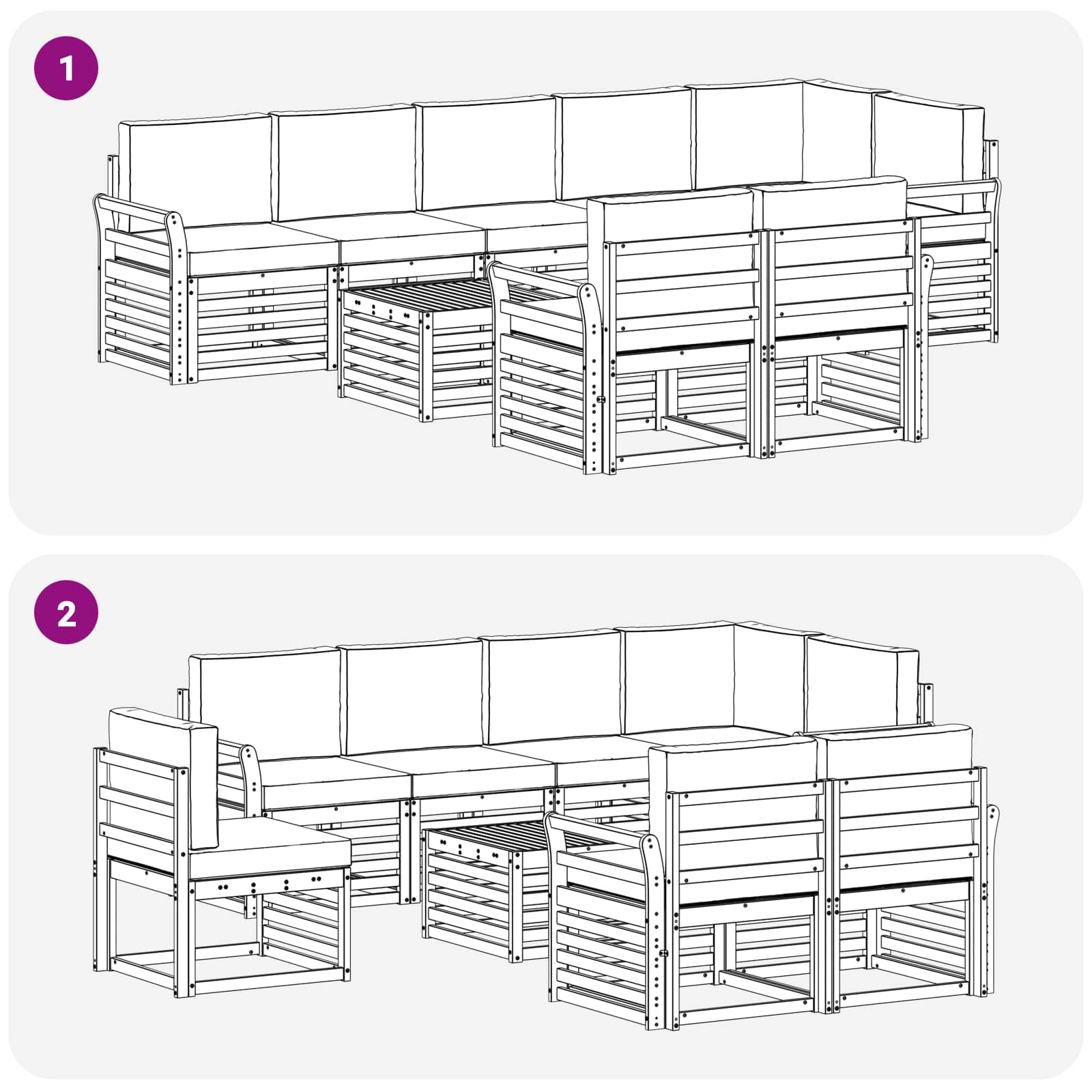 Outdoor-Sofagarnitur 9 pcs Weiß und Creme 59 x 59 x 37 cm