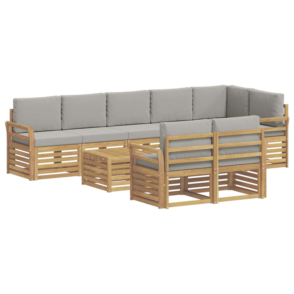 Outdoor-Sofagarnitur 9 pcs Weiß und Hellgrau 59 x 59 x 37 cm