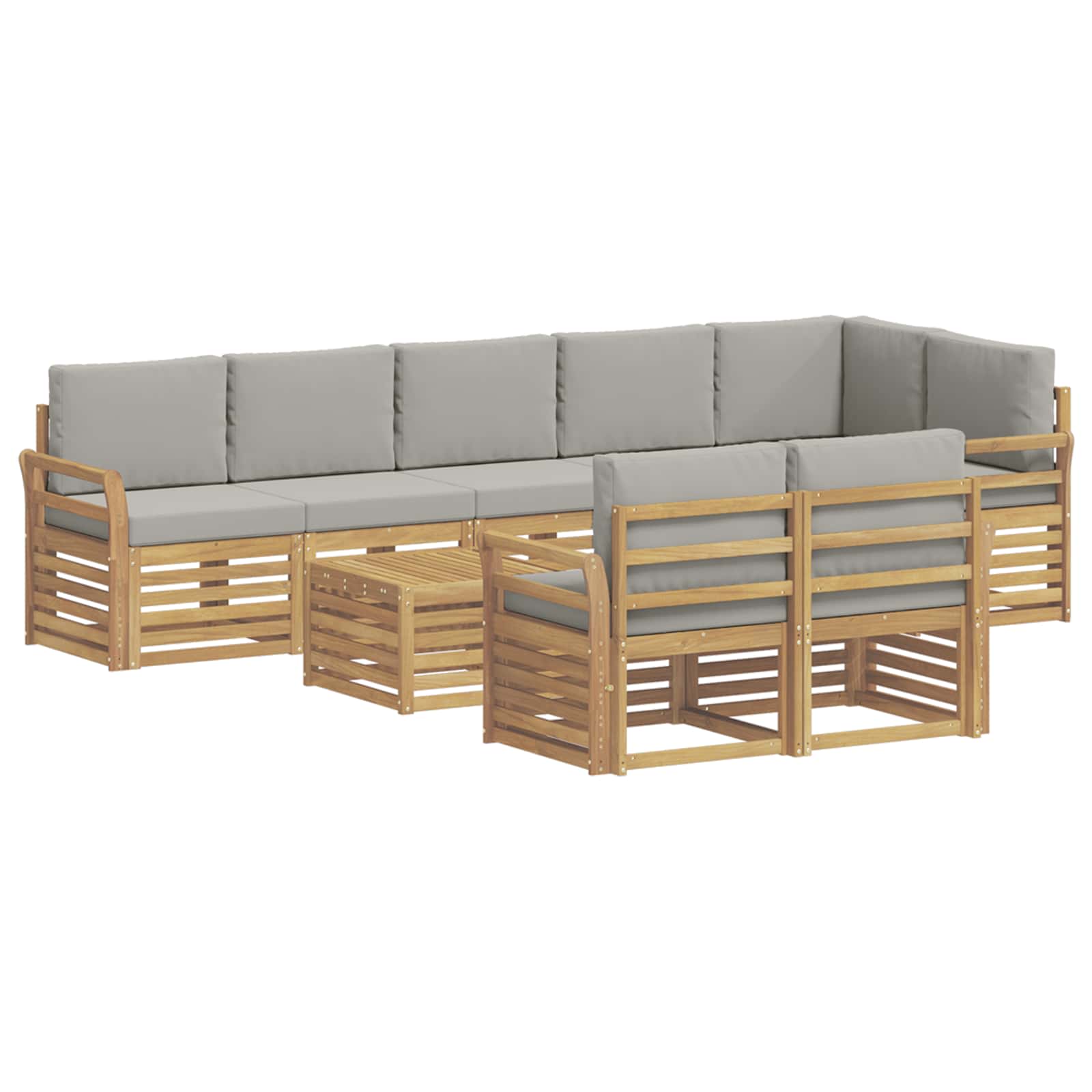 Outdoor-Sofagarnitur 9 pcs Weiß und Hellgrau 59 x 59 x 37 cm