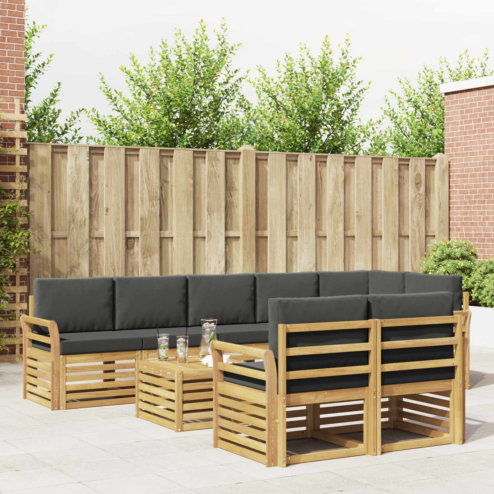 Outdoor-Sofagarnitur 9 pcs Weiß und Anthrazit 59 x 59 x 37 cm