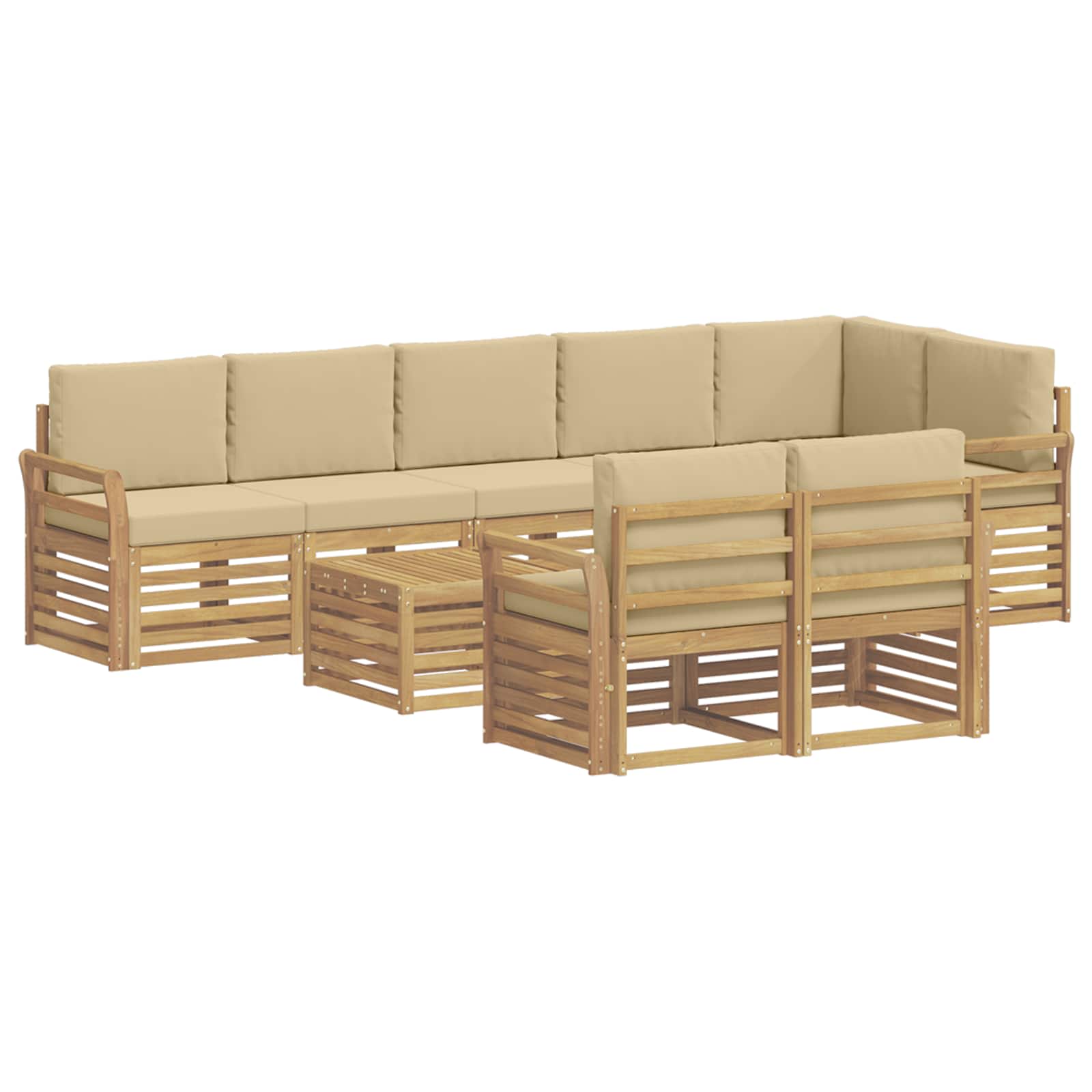 Outdoor-Sofagarnitur 9 pcs Weiß und Beige 59 x 59 x 37 cm