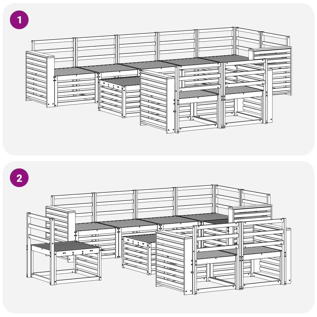 Outdoor-Sofagarnitur 9 pcs Weiß 59 x 59 x 37 cm