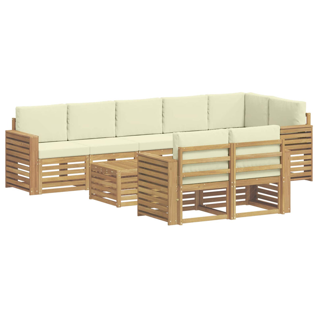 Outdoor-Sofagarnitur 9 pcs Weiß und Creme 59 x 59 x 37 cm