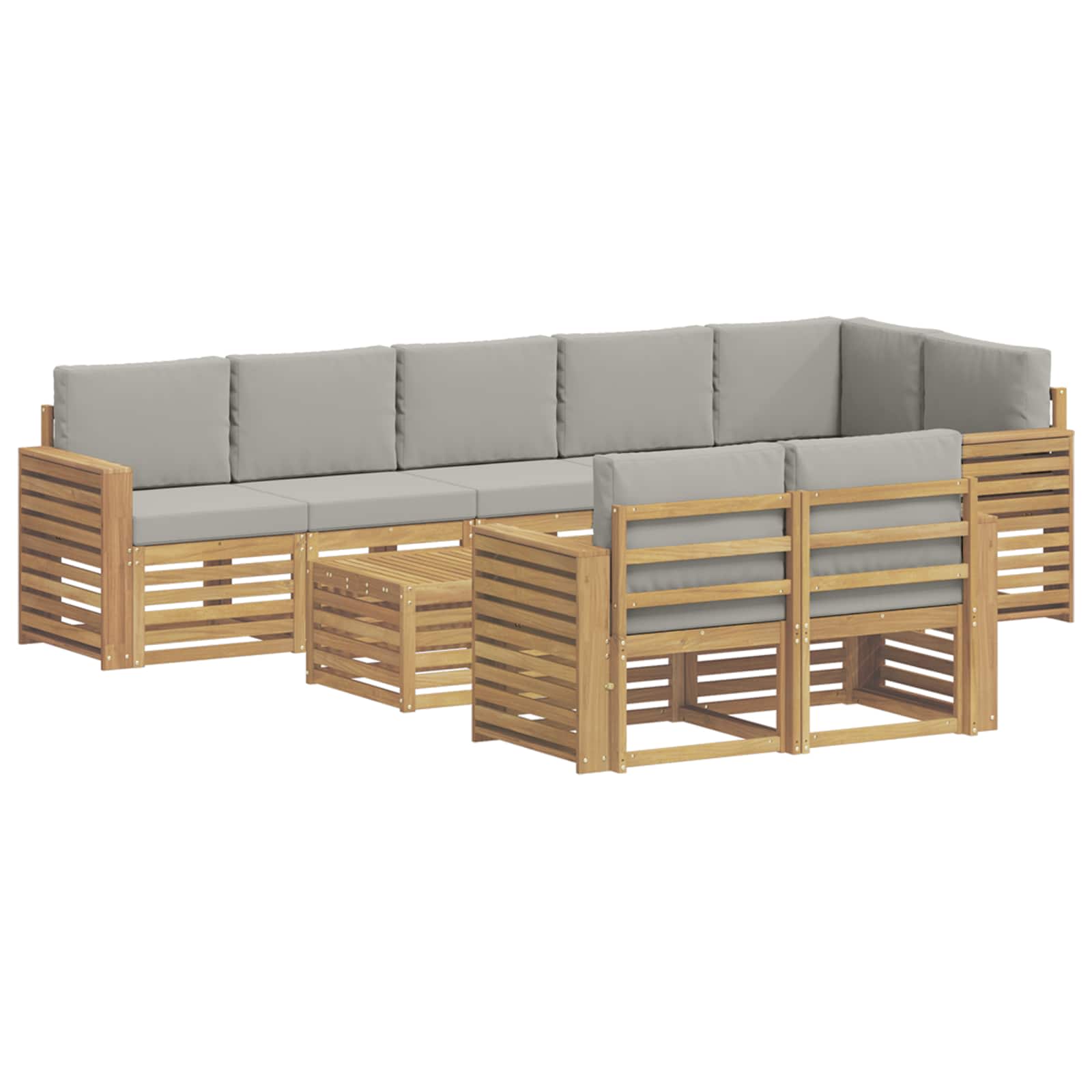 Outdoor-Sofagarnitur 9 pcs Weiß und Hellgrau 59 x 59 x 37 cm