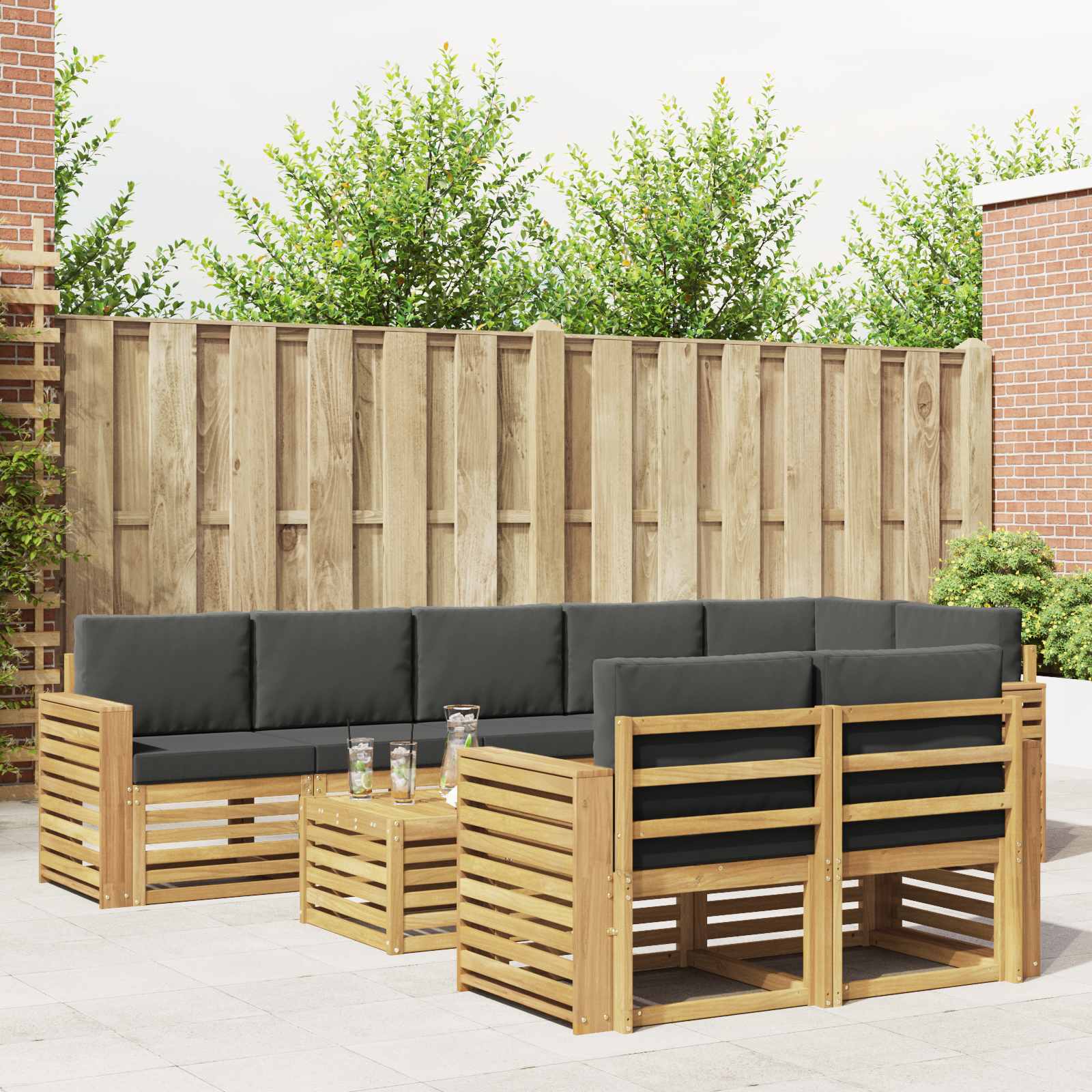 Outdoor-Sofagarnitur 9 pcs Weiß und Anthrazit 59 x 59 x 37 cm