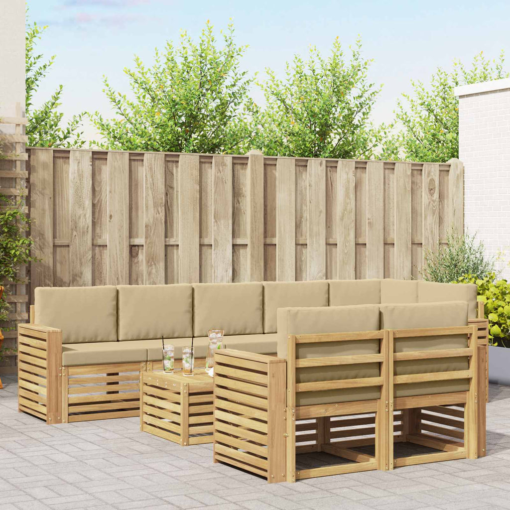 Outdoor-Sofagarnitur 9 pcs Weiß und Beige 59 x 59 x 37 cm