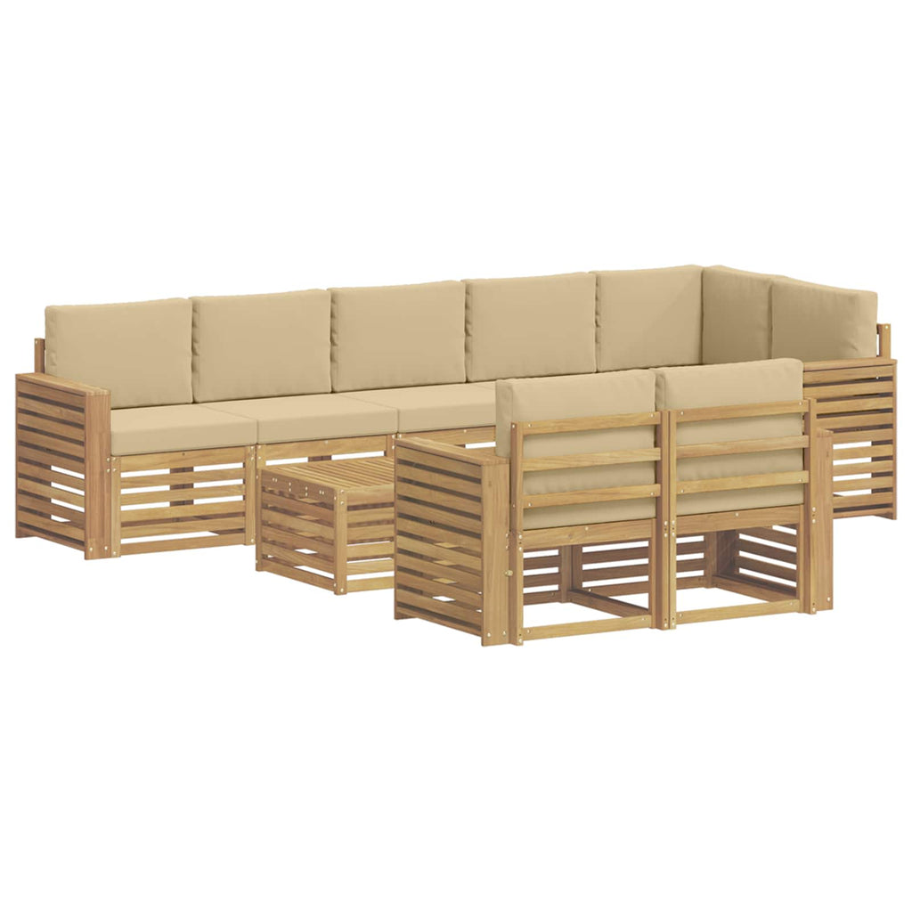 Outdoor-Sofagarnitur 9 pcs Weiß und Beige 59 x 59 x 37 cm
