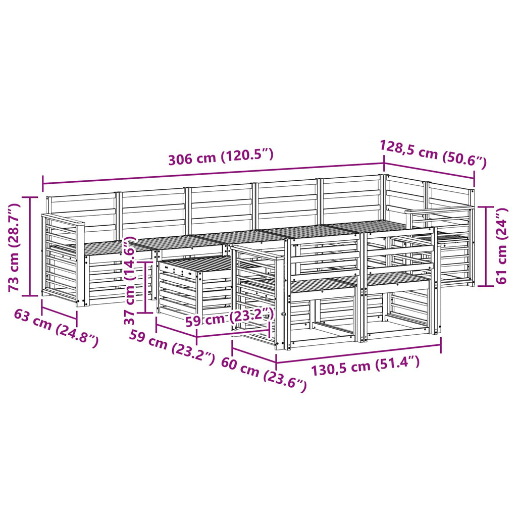 Outdoor-Sofagarnitur 9 pcs Weiß 59 x 59 x 37 cm