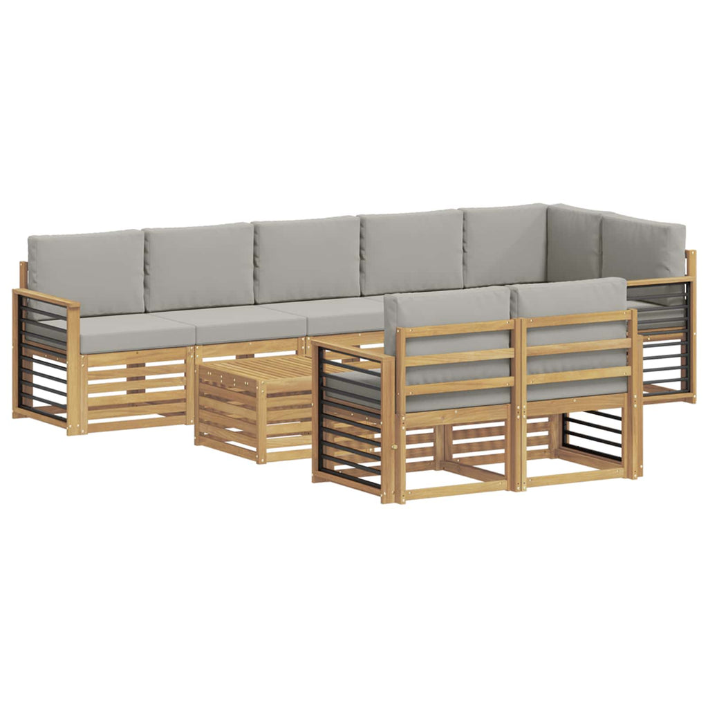 Outdoor-Sofagarnitur 9 pcs Weiß und Hellgrau 59 x 59 x 37 cm