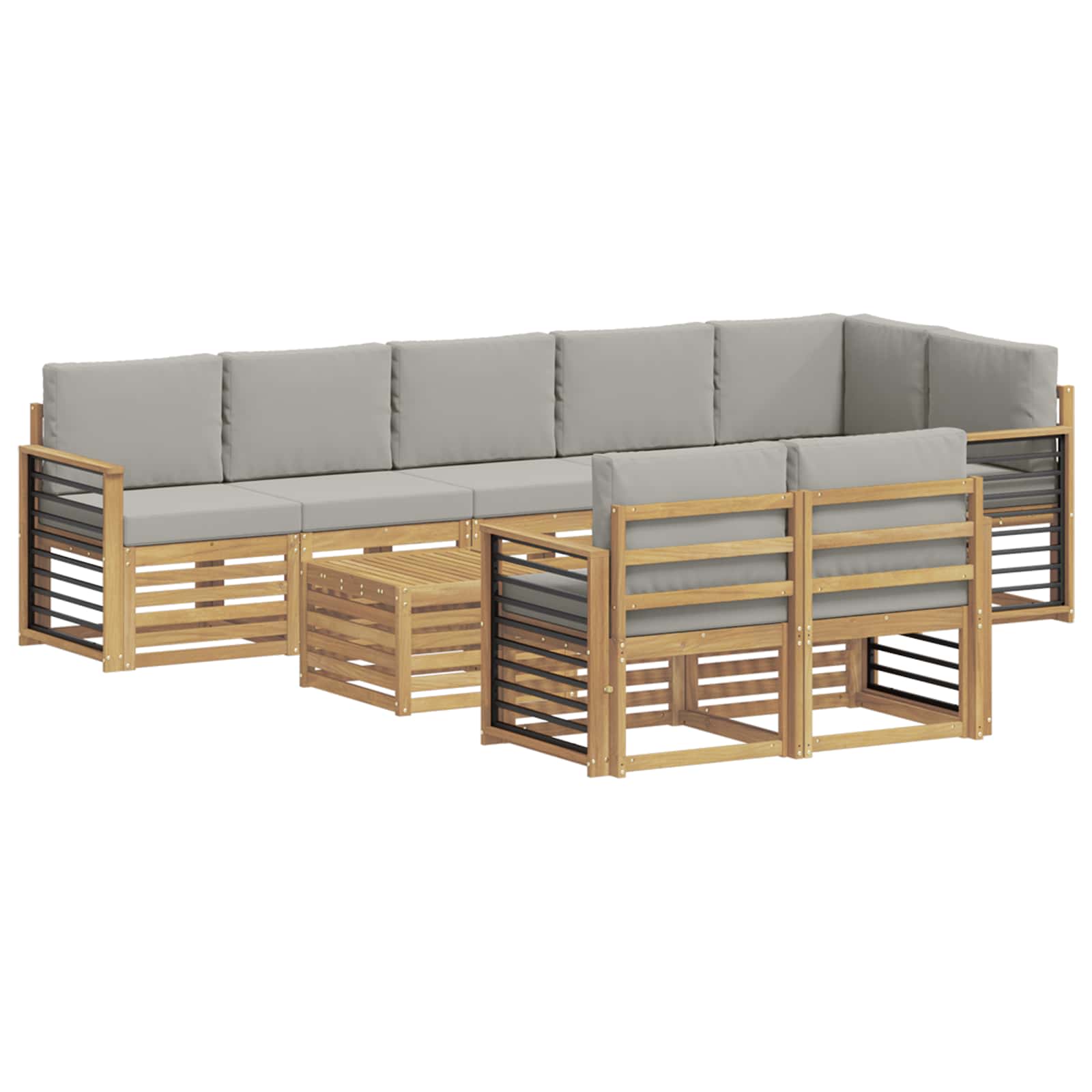 Outdoor-Sofagarnitur 9 pcs Weiß und Hellgrau 59 x 59 x 37 cm