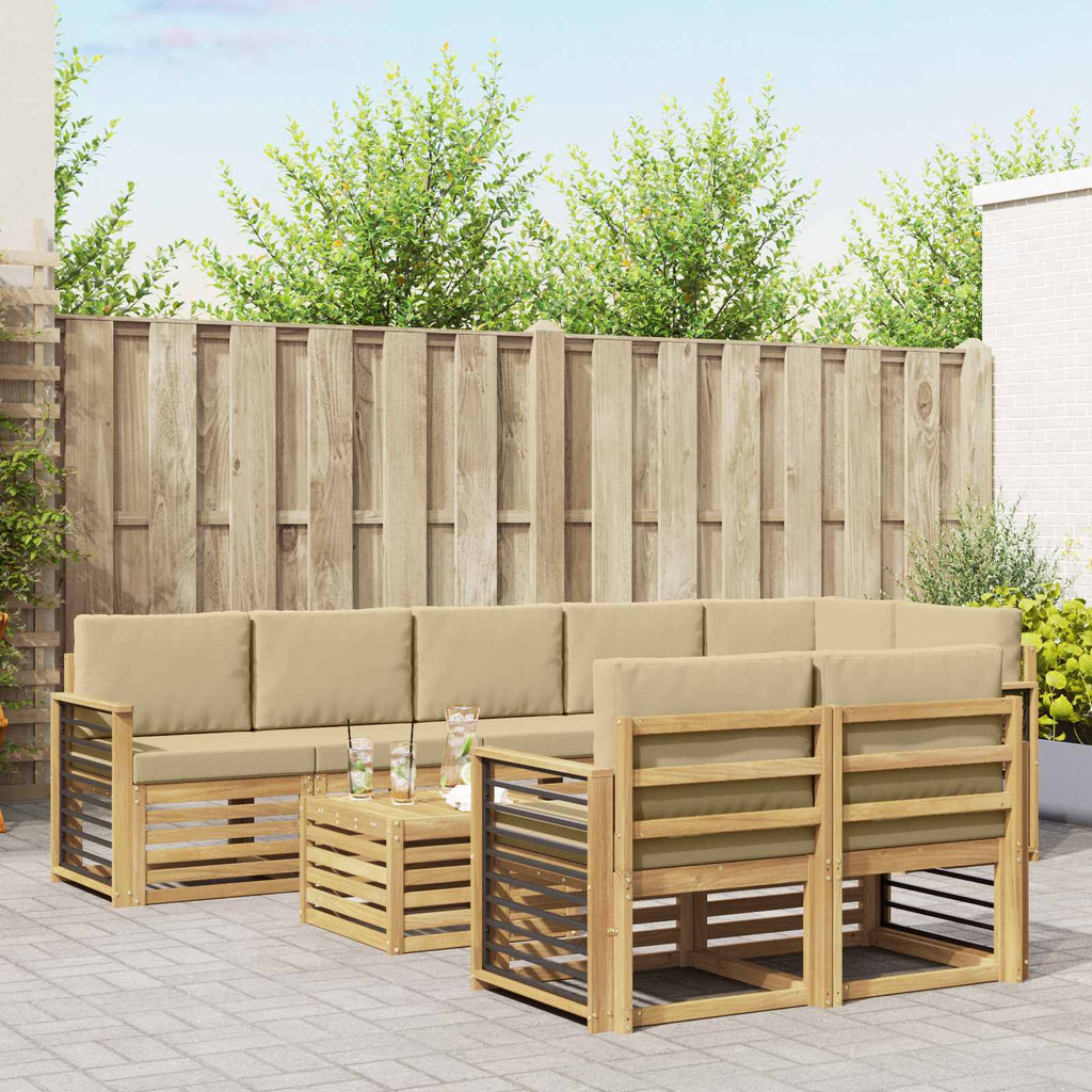 Outdoor-Sofagarnitur 9 pcs Weiß und Beige 59 x 59 x 37 cm