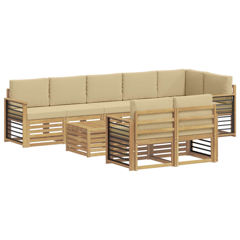Outdoor-Sofagarnitur 9 pcs Weiß und Beige 59 x 59 x 37 cm