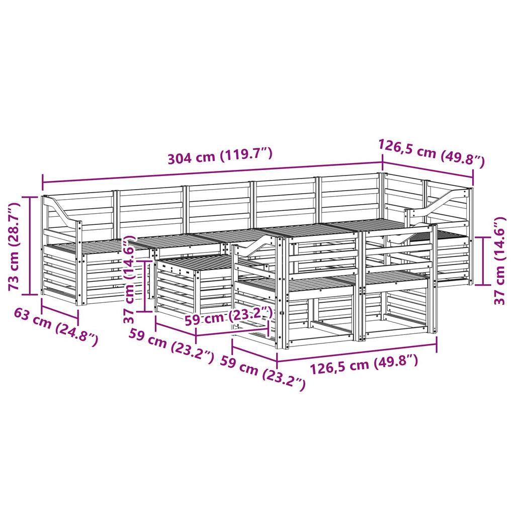 Outdoor-Sofagarnitur 9 pcs Weiß 59 x 59 x 37 cm