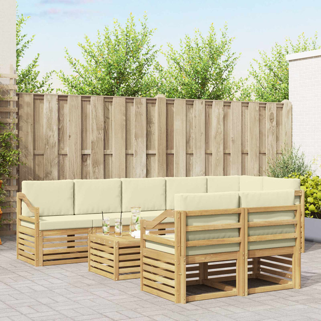 Sofagarnituren 9 pcs Weiß und Creme Massivholz Akazie