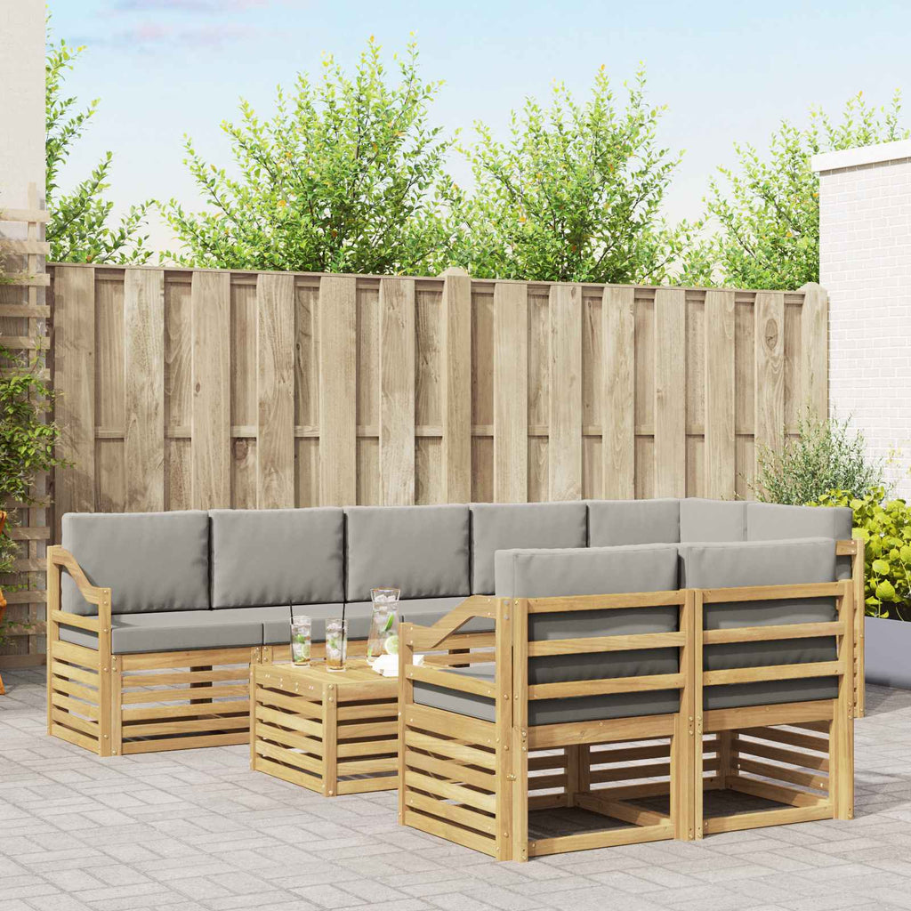 Outdoor-Sofagarnitur 9 pcs Weiß und Hellgrau 59 x 59 x 37 cm