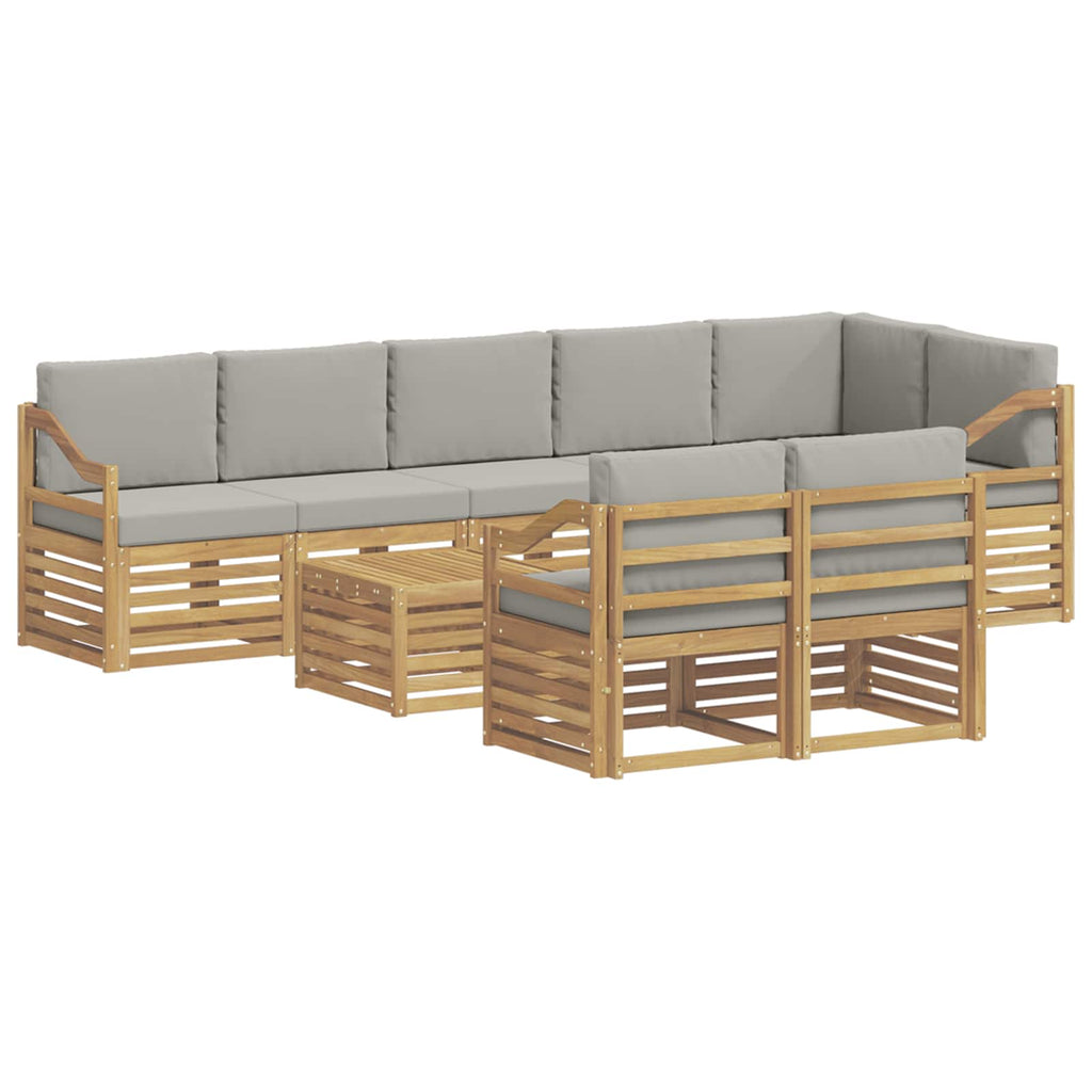 Outdoor-Sofagarnitur 9 pcs Weiß und Hellgrau 59 x 59 x 37 cm