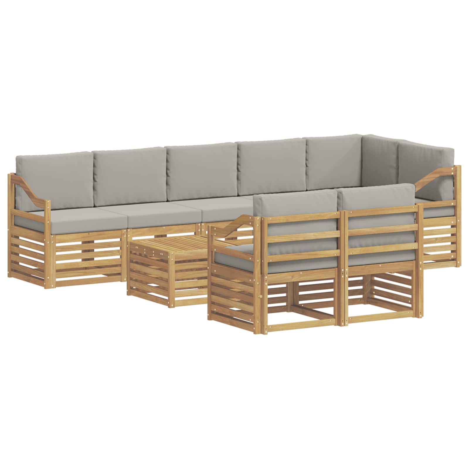 Outdoor-Sofagarnitur 9 pcs Weiß und Hellgrau 59 x 59 x 37 cm