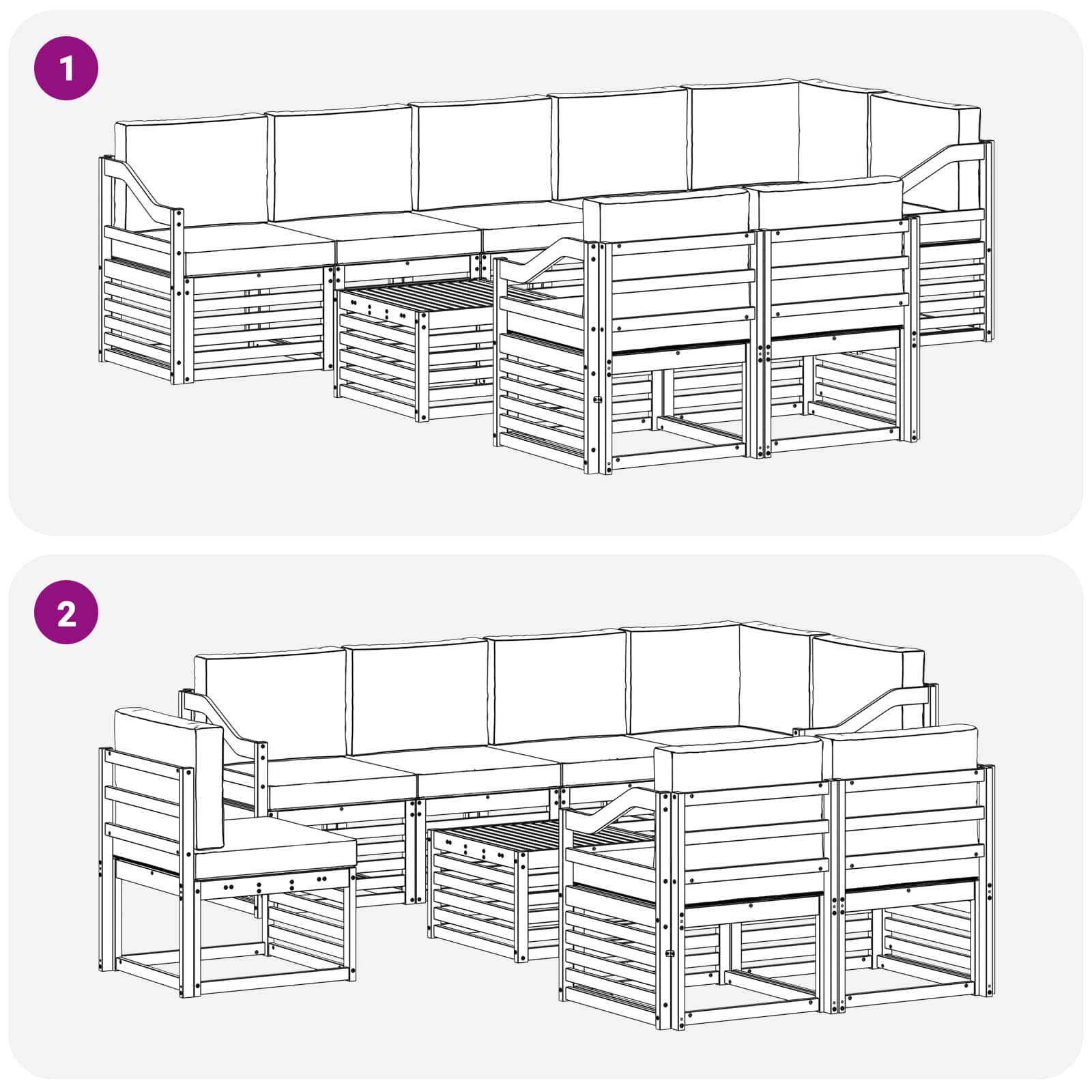 Outdoor-Sofagarnitur 8 pcs Weiß und Anthrazit 59 x 59 x 37 cm