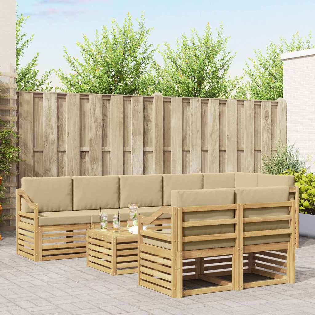 Outdoor-Sofagarnitur 9 pcs Weiß und Beige 59 x 59 x 37 cm