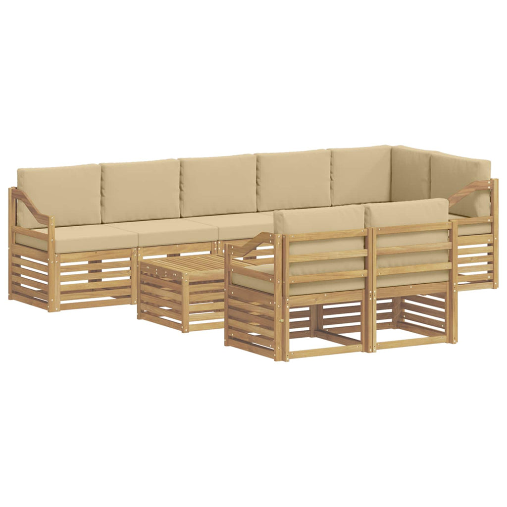 Outdoor-Sofagarnitur 9 pcs Weiß und Beige 59 x 59 x 37 cm