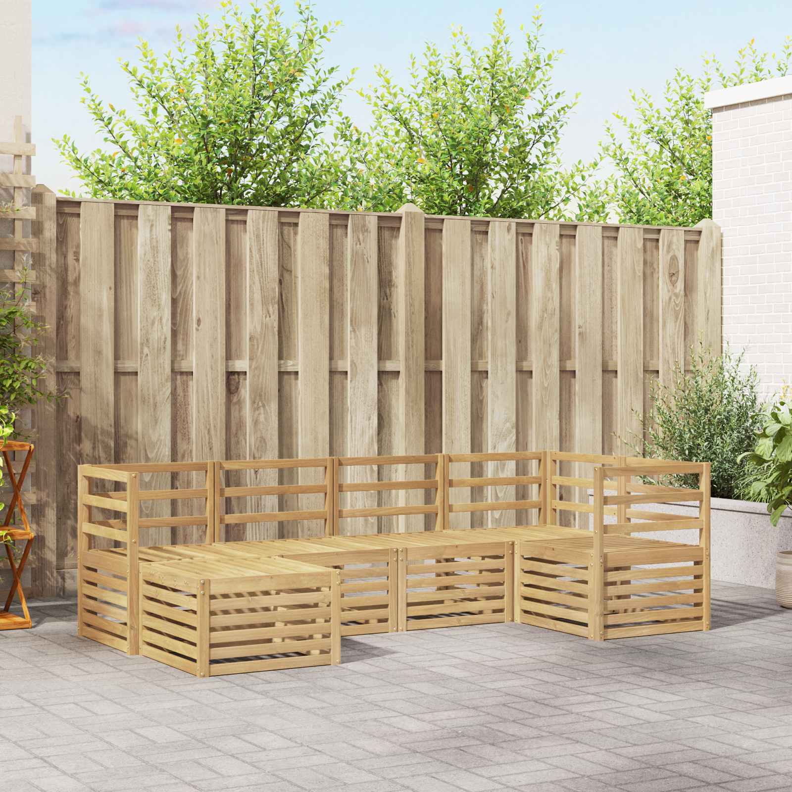 Outdoor-Sofagarnitur 6 pcs Weiß Polyester