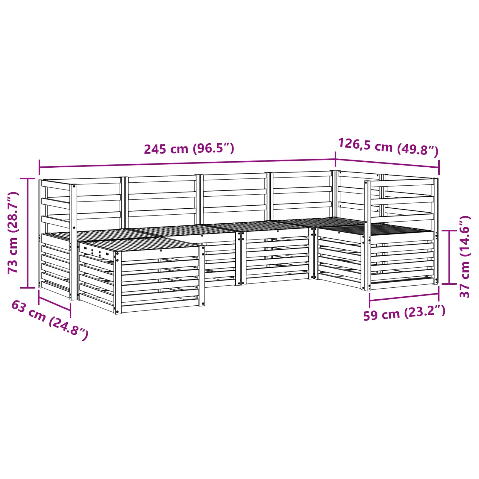 Outdoor-Sofagarnitur 6 pcs Weiß Polyester