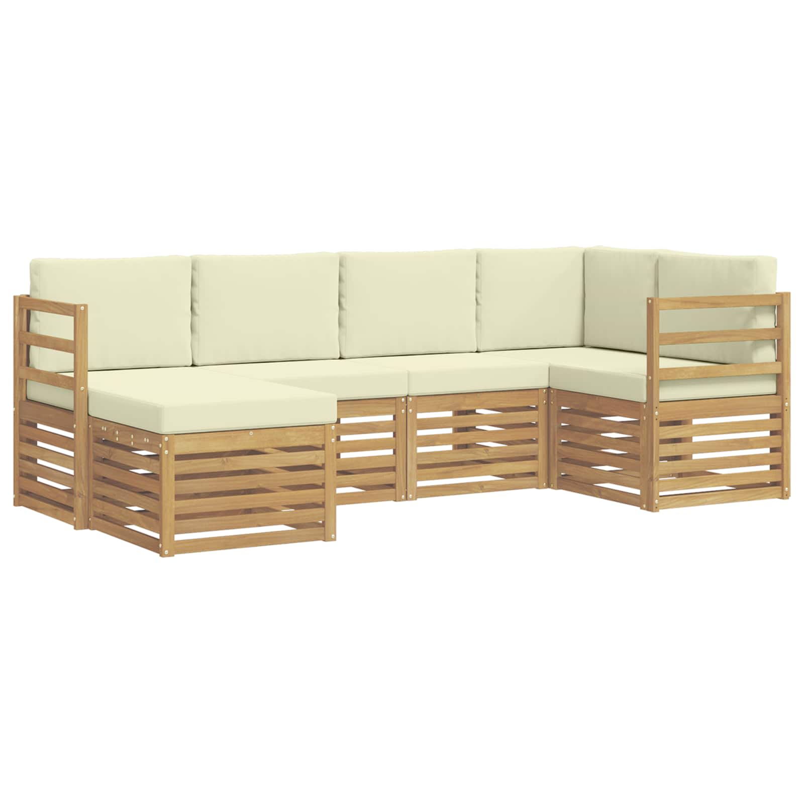 Outdoor-Sofagarnitur 6 pcs Weiß und Creme Polyester