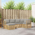 Outdoor-Sofagarnitur 6 pcs Weiß und Hellgrau Polyester