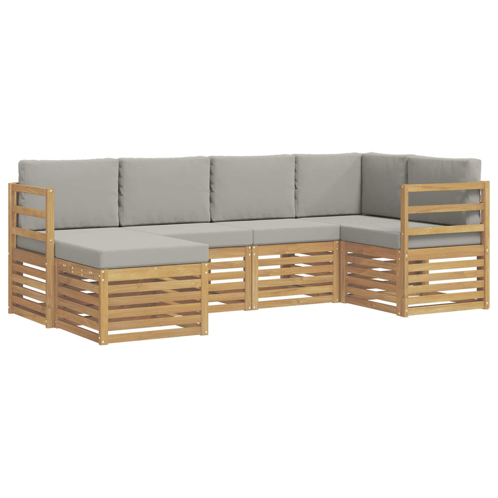Outdoor-Sofagarnitur 6 pcs Weiß und Hellgrau Polyester
