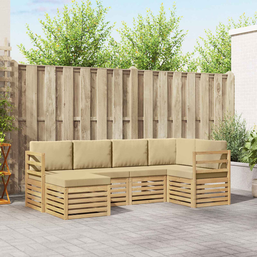 Outdoor-Sofagarnitur 6 pcs Weiß und Beige Polyester