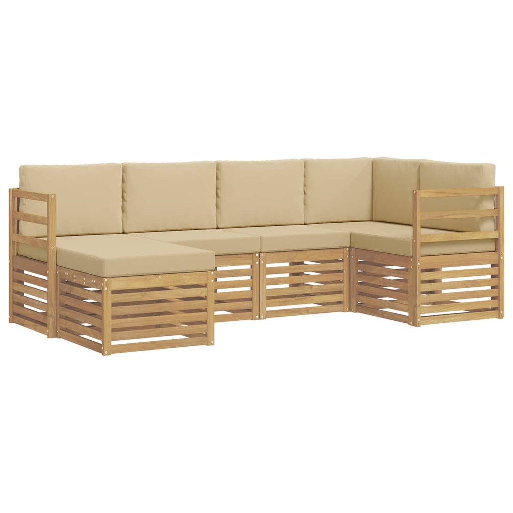 Outdoor-Sofagarnitur 6 pcs Weiß und Beige Polyester