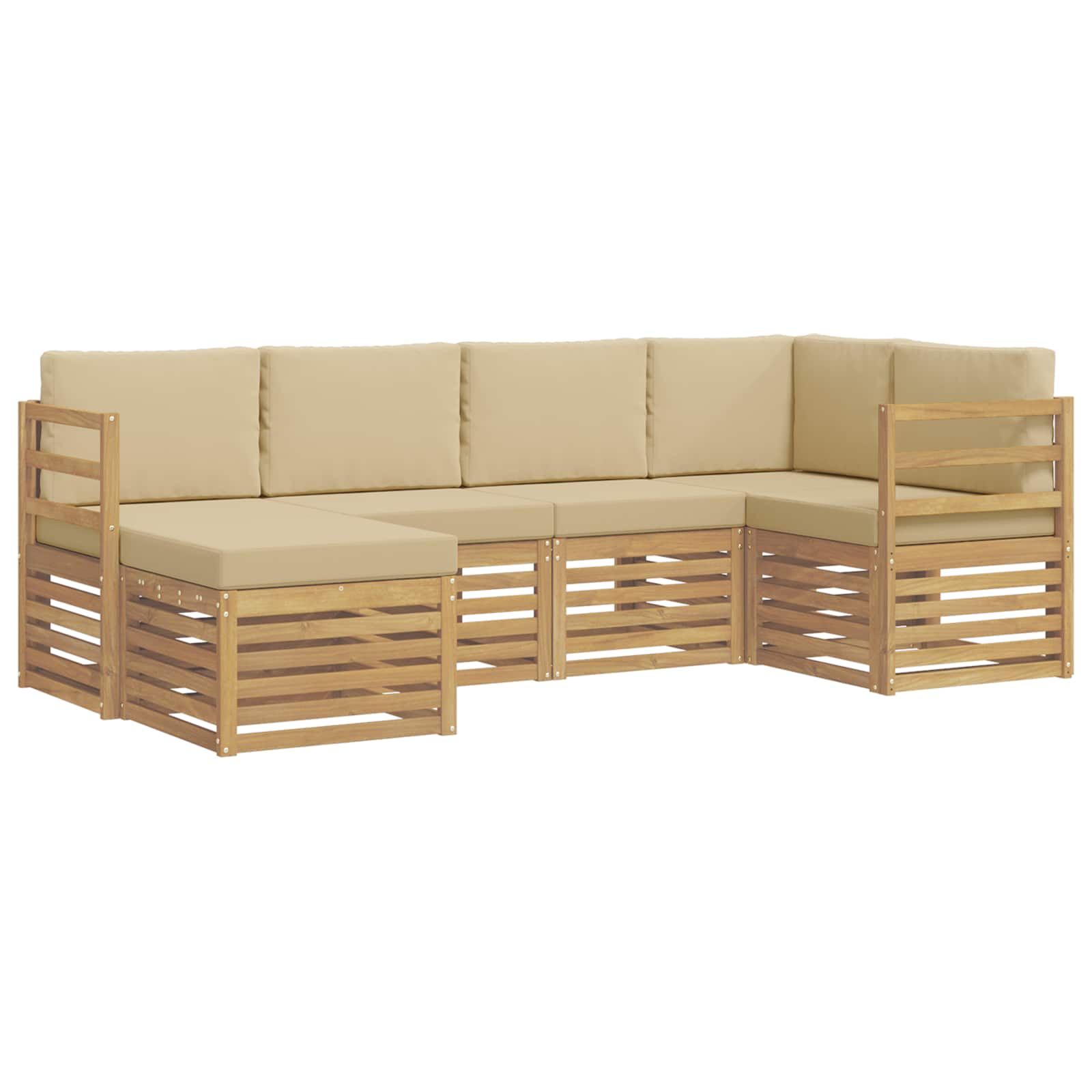 Outdoor-Sofagarnitur 6 pcs Weiß und Beige Polyester