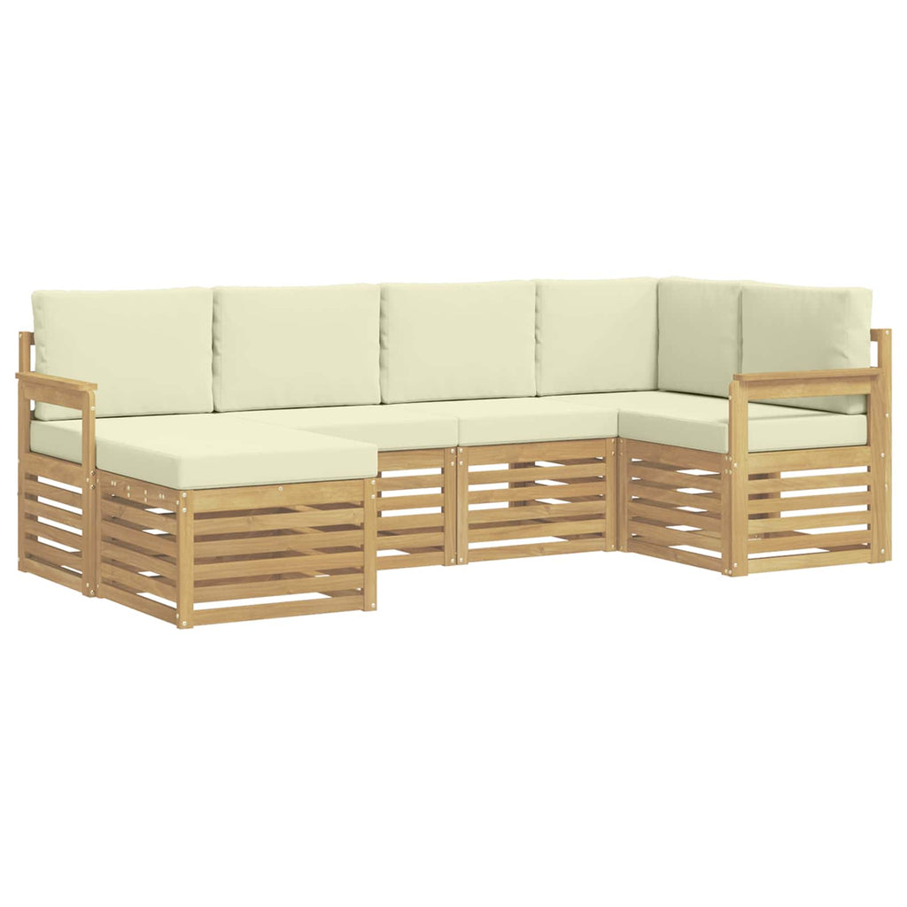Outdoor-Sofagarnitur 6 pcs Weiß und Creme Polyester