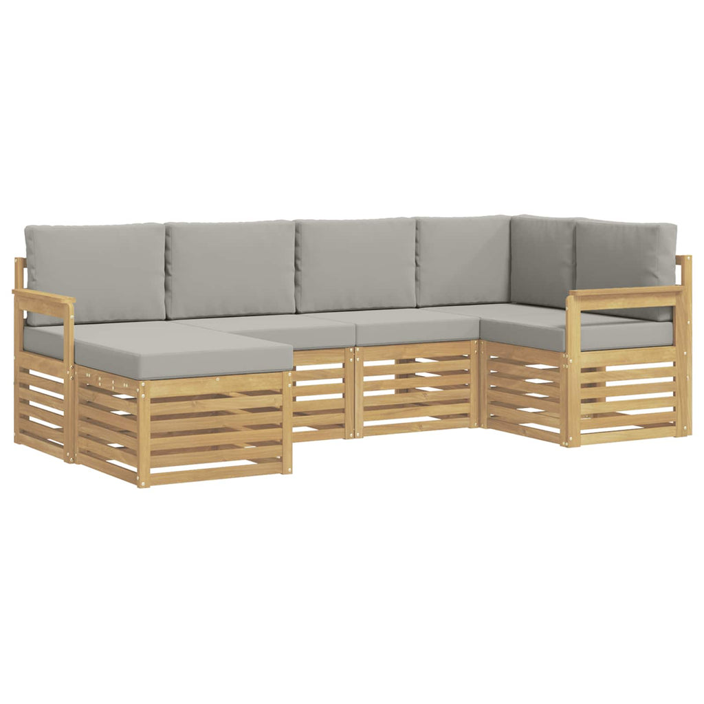 Outdoor-Sofagarnitur 6 pcs Weiß und Hellgrau